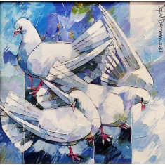 Iqbal Durrani, 18 x 18 Inch, Oil on Canvas, Figurative Painting, AC-IQD-307 Iqbal Durrani, 18 x 18 Inch, Oil on Canvas, Figurative Painting, AC-IQD-307